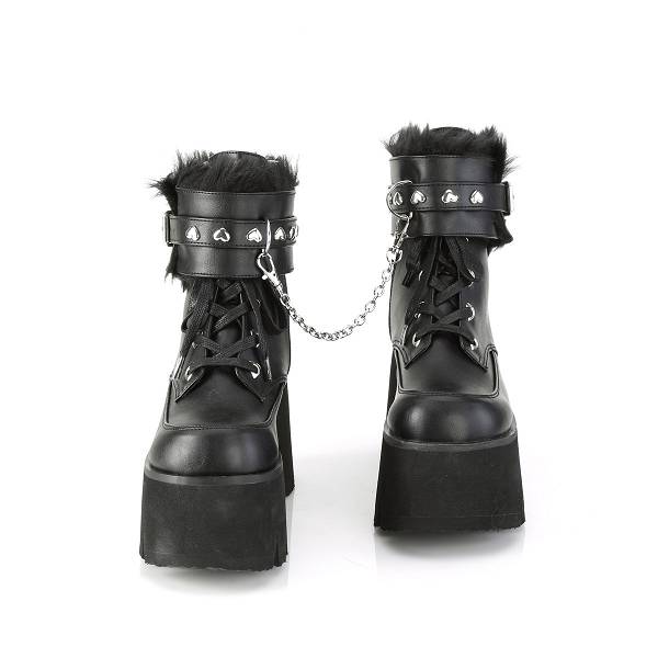 Demonia Women's Ashes-57 Platform Ankle Boots - Black Vegan Leather D7638-54US Clearance